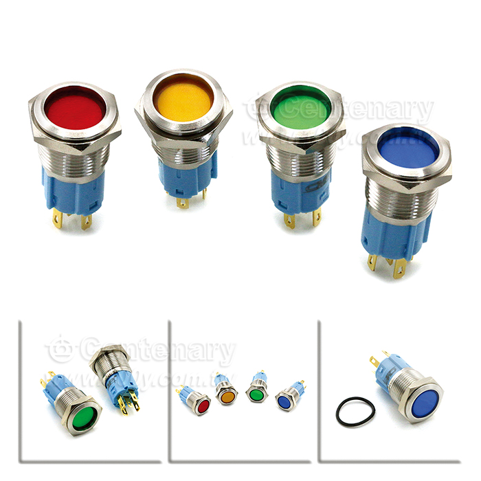 圓形發光金屬按鍵開關 藍色 16mm 12V - 131950 產品圖片