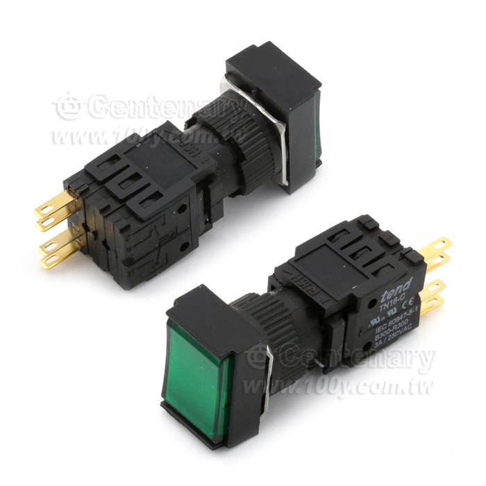 16mm 長形復歸按鈕開關 1a1b 綠色 - 132514 產品圖片