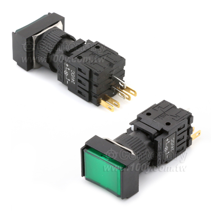 長形復歸照光式按鈕開關 LED24V 藍色 - 154604 產品圖片