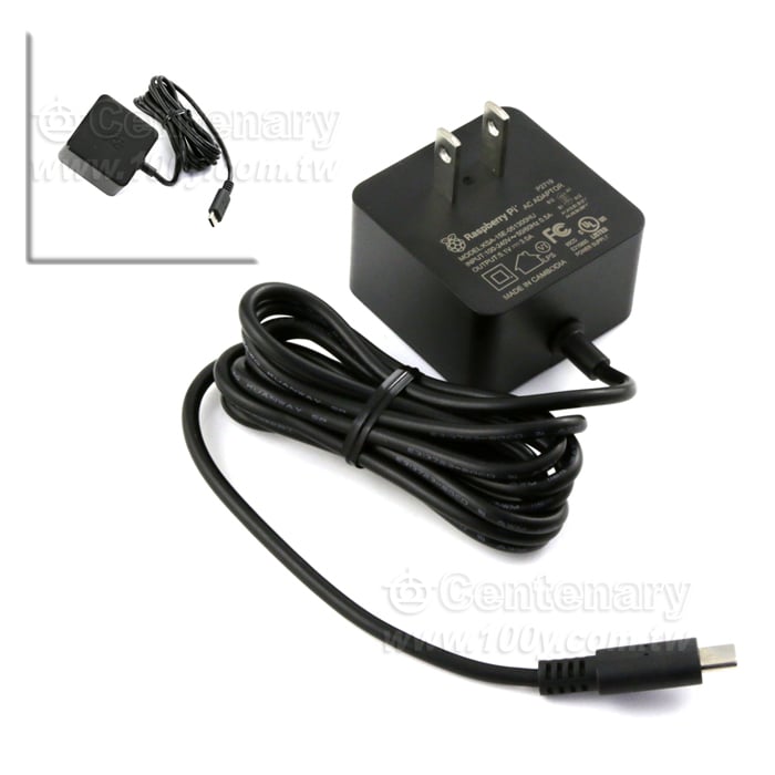 Raspberry_5.1V/3A AC Adapter_USB-C (SC0445)