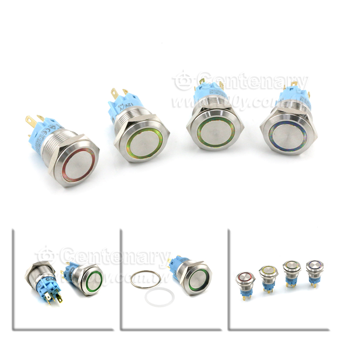 Φ19mm 金屬帶燈按鈕開關 220V 紅色 - 163341 產品圖片
