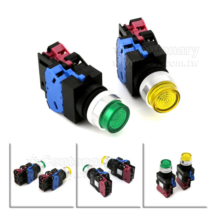 凸頭照光按鈕開關 LED24V 綠色