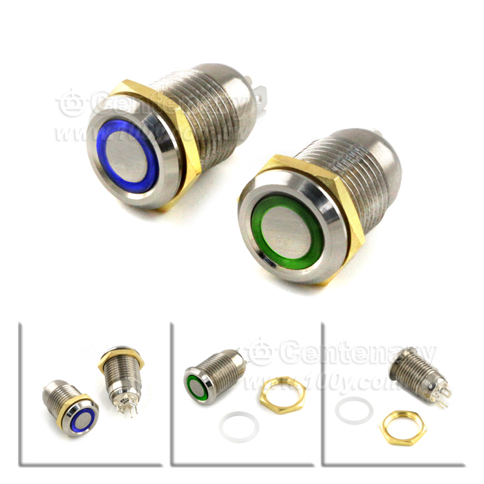 Φ12mm不鏽鋼按鈕開關 LED:藍色 - 134348 產品圖片