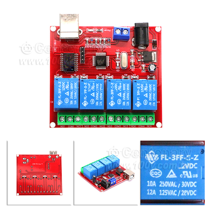 12V免驅 USB/PC控制開關 4路繼電器模塊	 - 136170 產品圖片