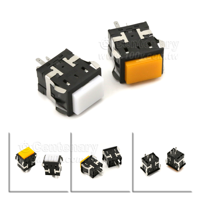 按鈕開關 黃色LED/白色蓋板 SPDT - 102697 產品圖片