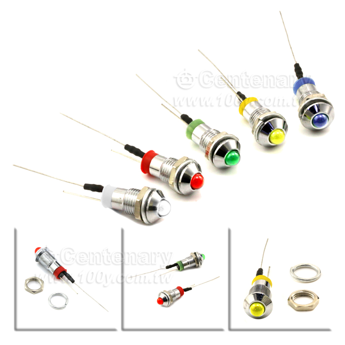 Φ8mm 24V 綠色 LED金屬指示燈 - 106877 產品圖片