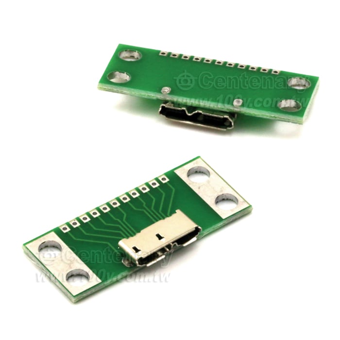 MICRO USB3.0 B型帶PCB板 直插測試母頭 移動硬碟母座介面轉接板 替代 #112968