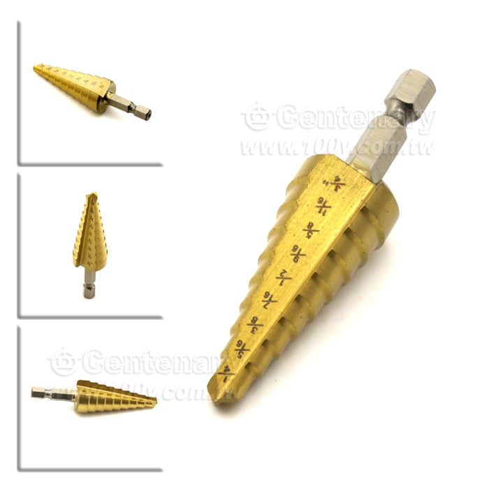 英制鍍鈦直槽階梯鑽頭 1/4-3/4 - 142007 產品圖片