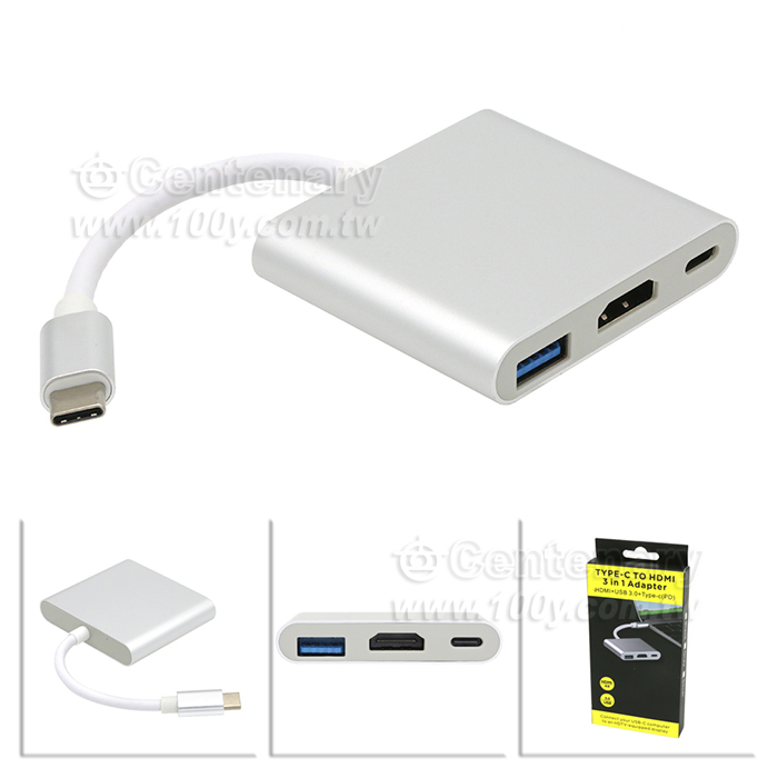 Type-c轉HDMI+PD+USB3.0智慧拓展塢 一拖三 支持4K - 143421 產品圖片