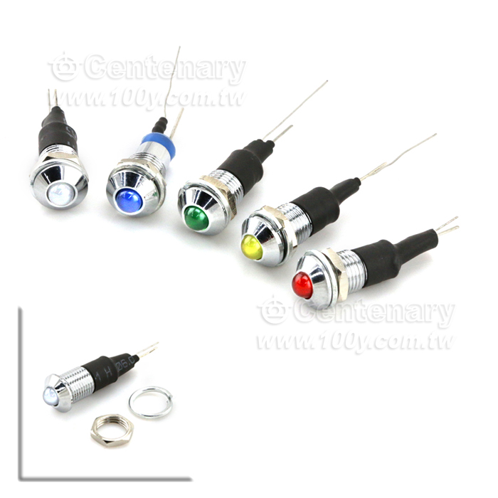 Φ8mm 5V 紅色  LED金屬指示燈 - 106852 產品圖片