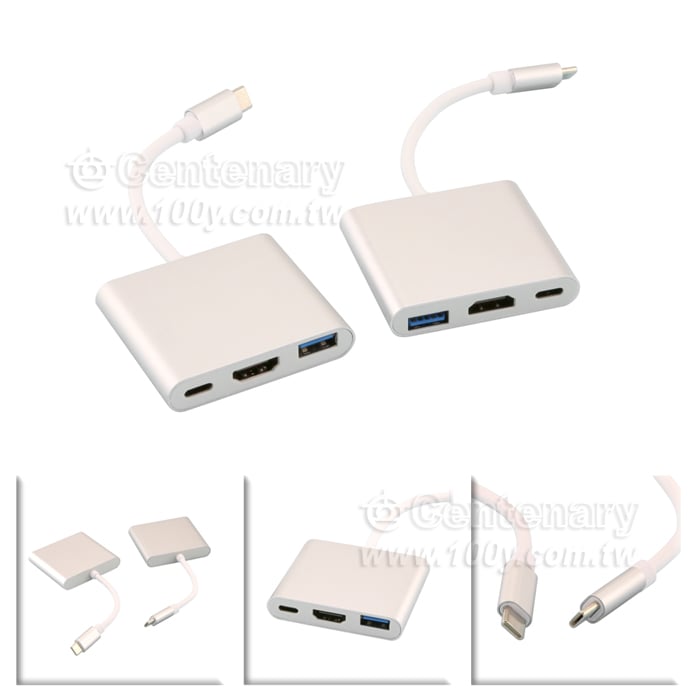 Type-c轉HDMI+PD+USB3.0智慧拓展塢 一拖三 支持4K - 144979 產品圖片
