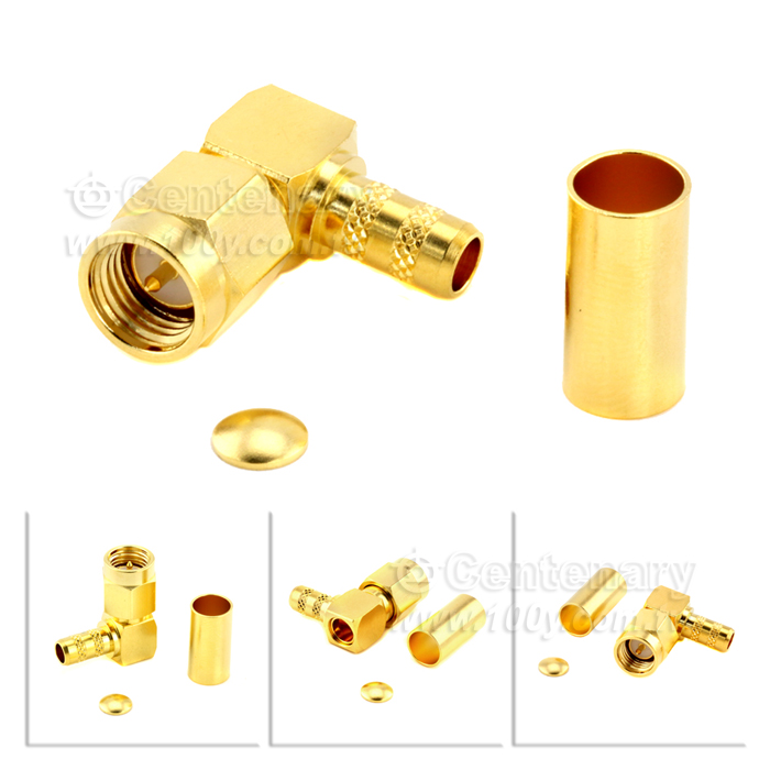 SMA Plug Crimp Right Angle For RG142,RG400; 11GHz VSWR 1.25 - 146964 Product Image
