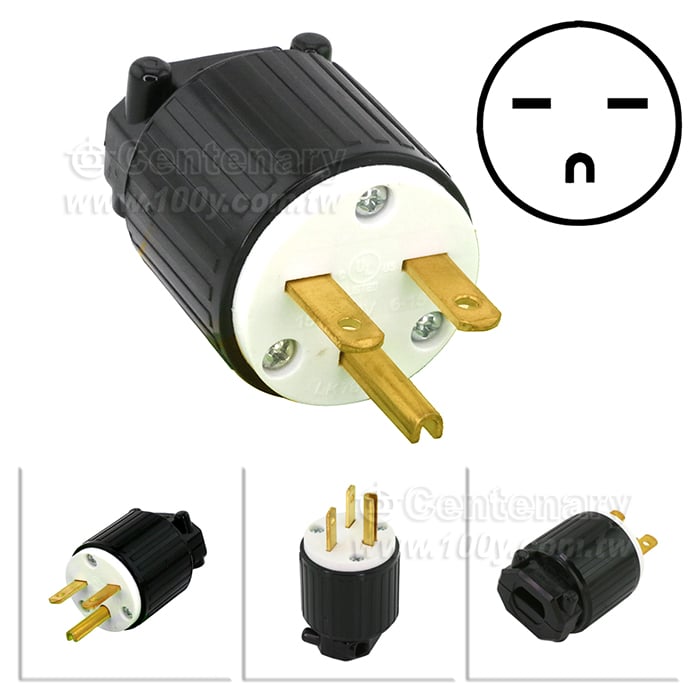 NEMA 6-15P  付接地美式直插頭 T型 3P/15A / 250V - 143411 產品圖片