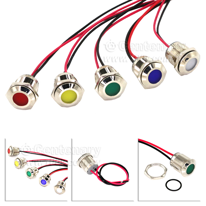 16mm帶線平頭金屬指示燈-12-24V-紅-150mm - 149652 產品圖片