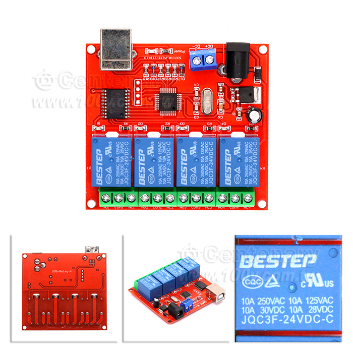 24V免驅 USB/PC控制開關 4路繼電器模塊 - 136172 產品圖片