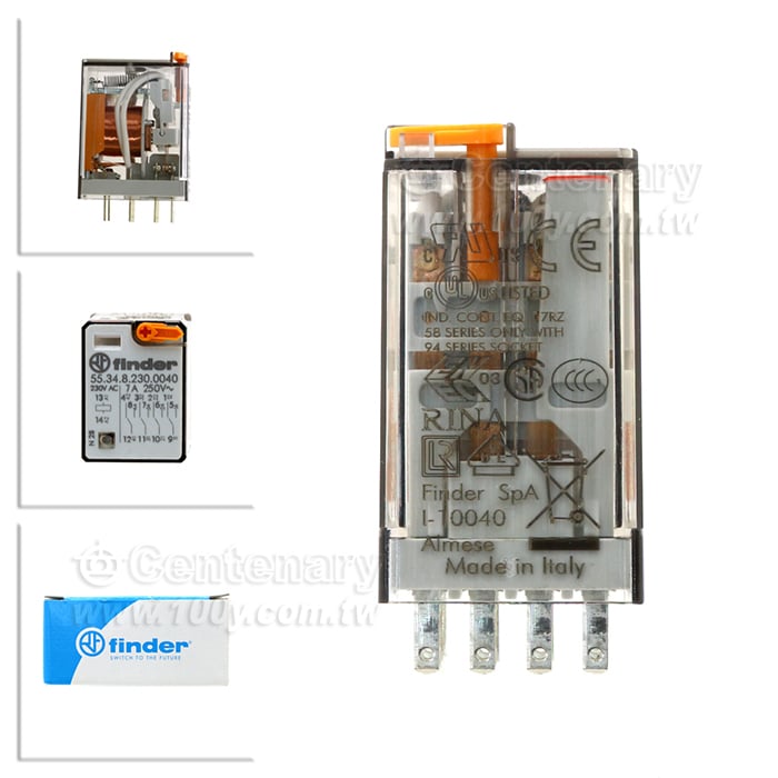 PCB繼電器 4PDT, 230 VAC/7A