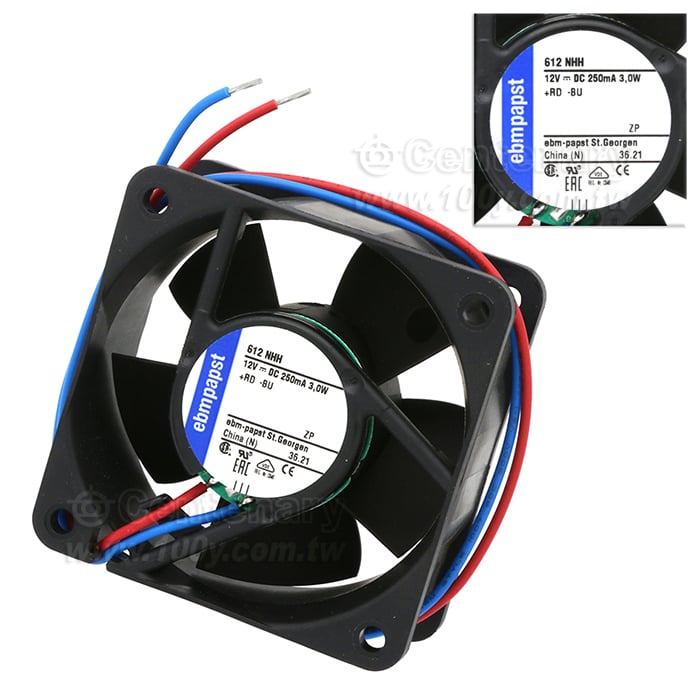 DC風扇方形12VDC 33.0CFM 3W 43dB（A）2引線