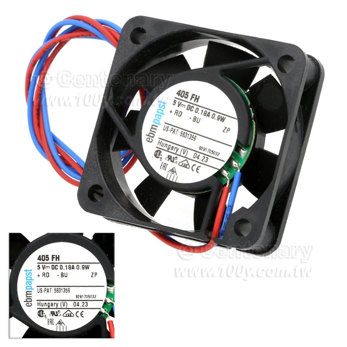 DC風扇方形5VDC 5.9CFM 900mW 6000RPM 18.0dB（A）2引線