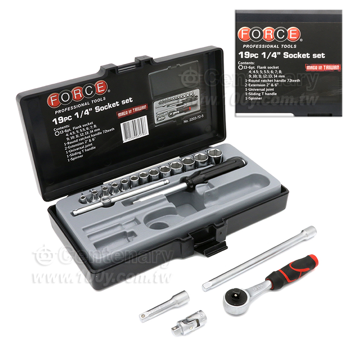 1/4" 套筒套件 19 件/組 - 94188 產品圖片