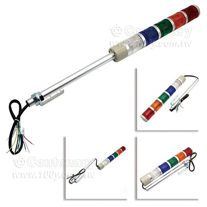 φ50桿式五層警示燈 12VAC/DC 紅橙綠藍白 - 94254 產品圖片