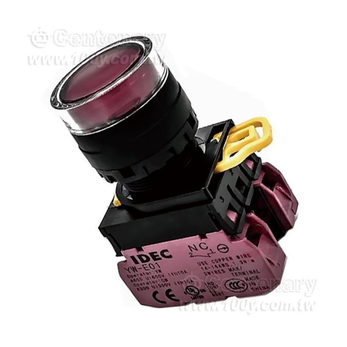 緊急停止按鈕開關22mm-全保護罩型凸頭形-LED瞬時型2NC 24VDC  黃色 - 159042 產品圖片
