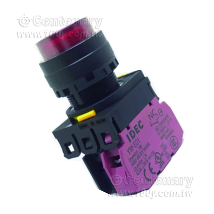 緊急停止按鈕開關22mm-凸頭形-LED瞬時型1NC 24VDC  黃色 - 159055 產品圖片