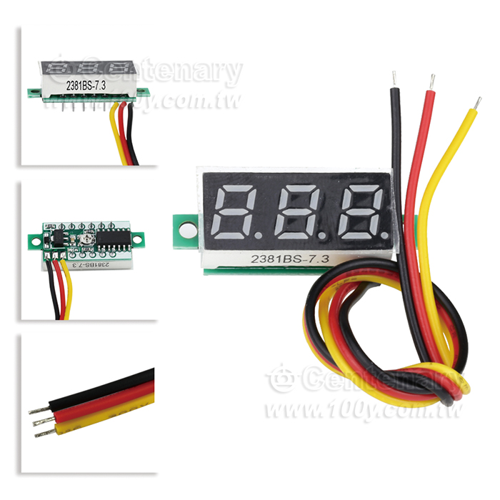 LED panel voltmeter 0-100V three wire/red light - 159497 Product Image