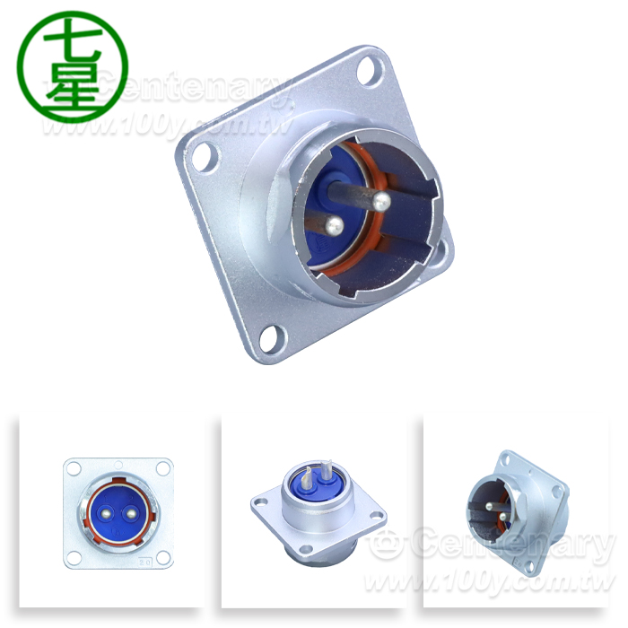 金屬連接器 2P公座 15A/250V ∮20 - 121342 產品圖片
