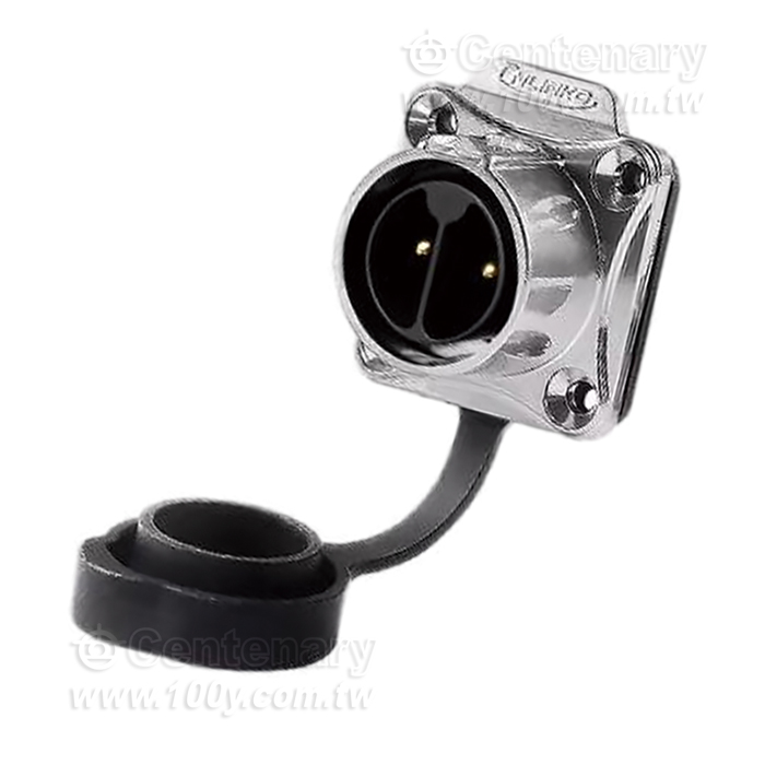 Cnlinko  The LP20 type 3-pin 4-hole flange male socket, metal version, welded type (with barrier) - 161925 Product Image