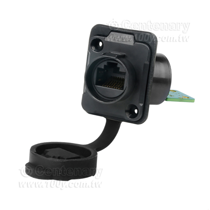 Cnlinko LP16 type RJ45 two-hole flange female socket Plastic welded type (single port with PCB+ border dust cover) - 162968 Product Image
