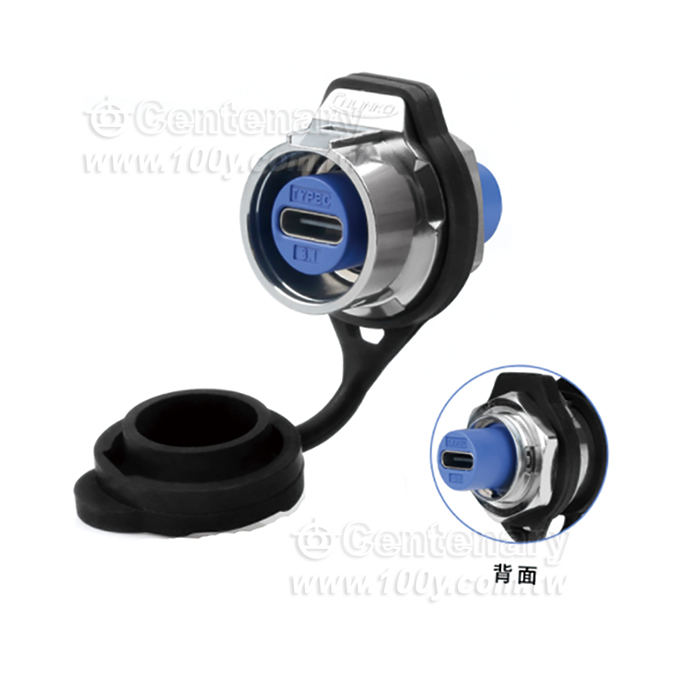Cnlinko  LP16 Type C Single hole straight female socket Metal Other wiring (3.1+ blue rubber core) - 162976 Product Image