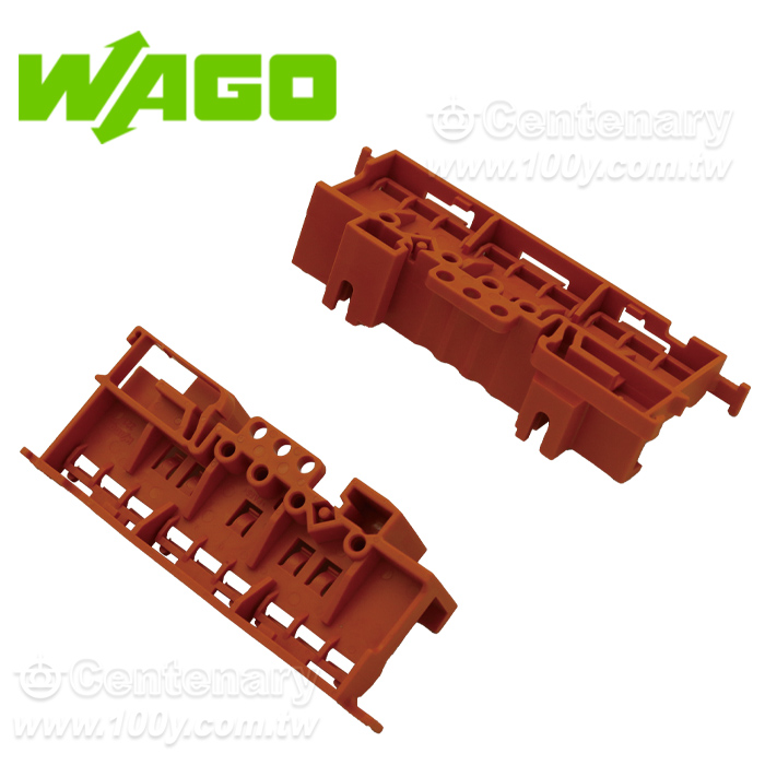WAGO 221 Series Stand - 6 mm2; Suitable for DIN-35 rail mounting/screw mounting; orange - 163020 Product Image