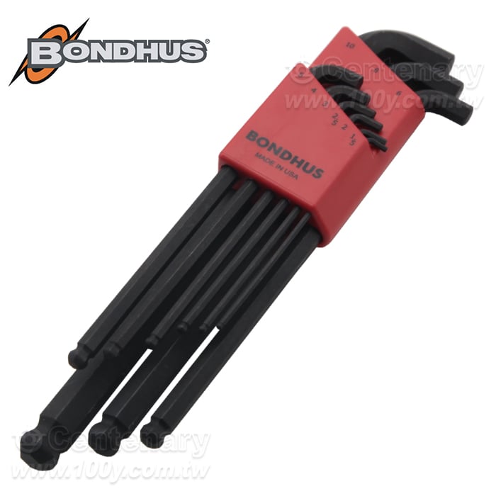 BONDHUS 球頭套裝短身內六角扳手 公製  9pcs/套 - 162936 產品圖片