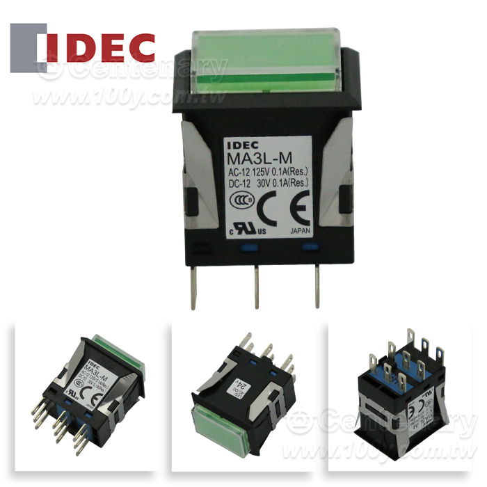 長方形瞬時照光按鈕 24VAC/DC 綠色 - 96151 產品圖片