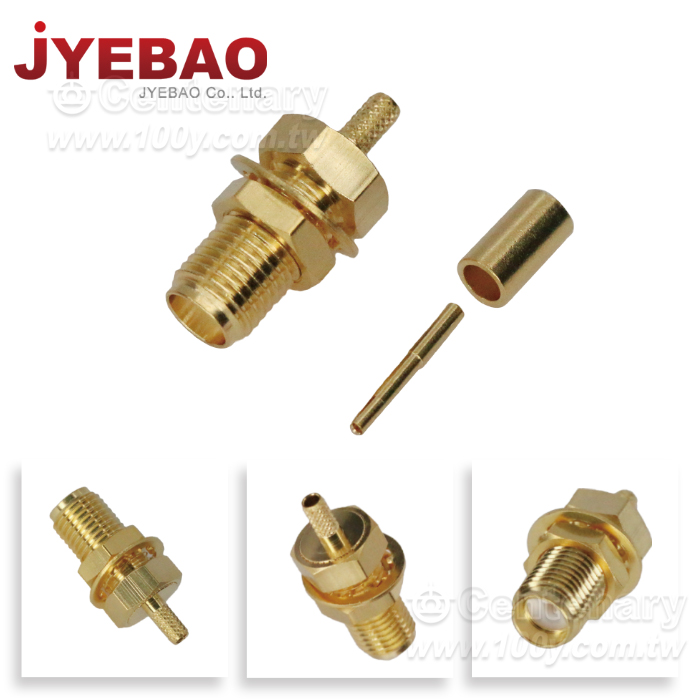 SMA Jack Crimp Bulkhead For RG174,RG188, RG316 ; 6GHz VSWR 1.2 - 146969 Product Image