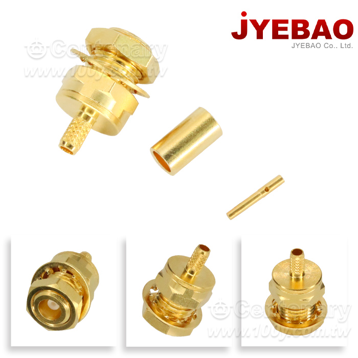 MCX Jack Crimp Bulkhead For RG174,RG188,RG316; 6GHz VSWR 1.2 - 96337 Product Image