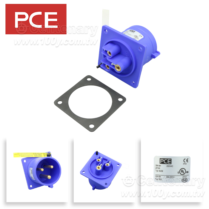 CEE-Inlet Flange 70*70 Straight 30A 2P3W 6h IP44 UL - 97684 Product Image