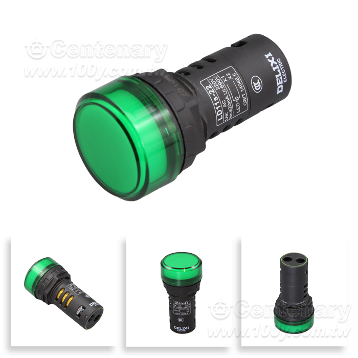φ22 圓平形指示燈信號燈 綠色 220V - 165058 產品圖片