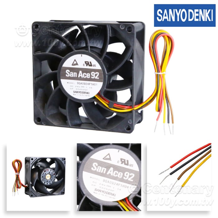 直流風扇  DC Axial Fan, 92x92x38mm  24VDC