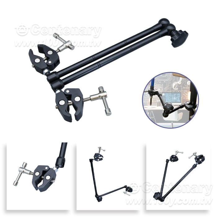 Dual-head clamp for soldering iron and hot air gun