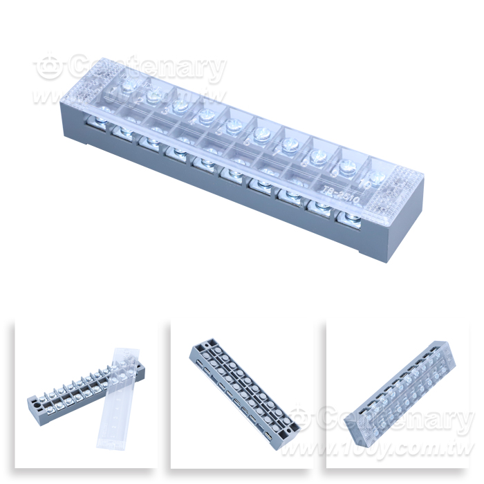 25A 10P Solid-type terminal block - 45077 Product Image