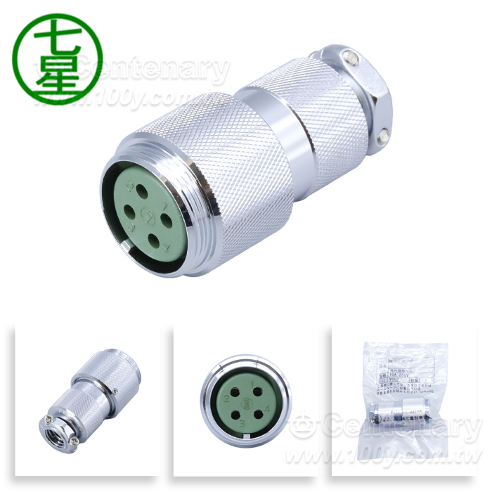 4P母插頭 10A/250V  size:25 - 166391 產品圖片