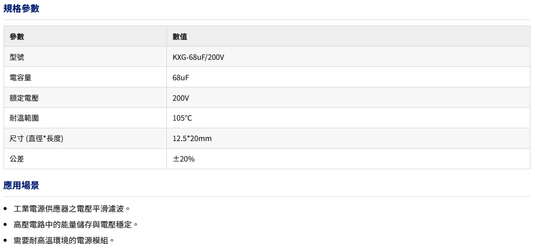 KXG-68uF/200V-品名規格-1